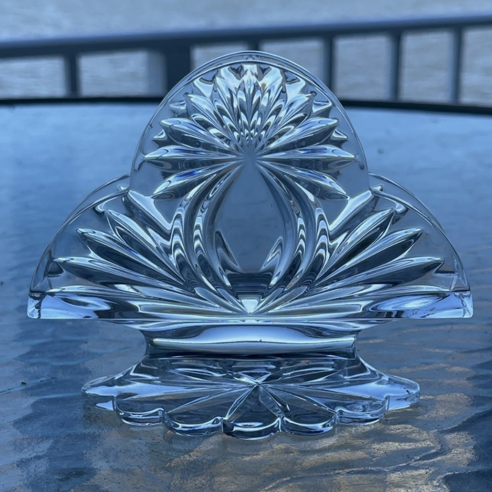 BOHEMIA Crystal Glass Servilletero Napkin Letter Holder made in Czech Republic